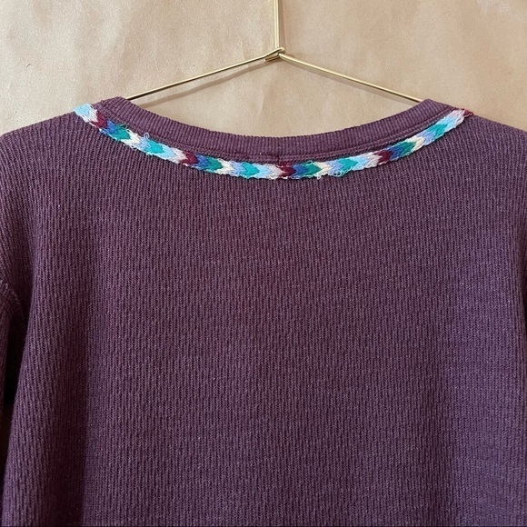 Free People | NWT Rainbow Thermal Henley Tee Long Sleeve in Wine Size XS - Picture 14 of 16